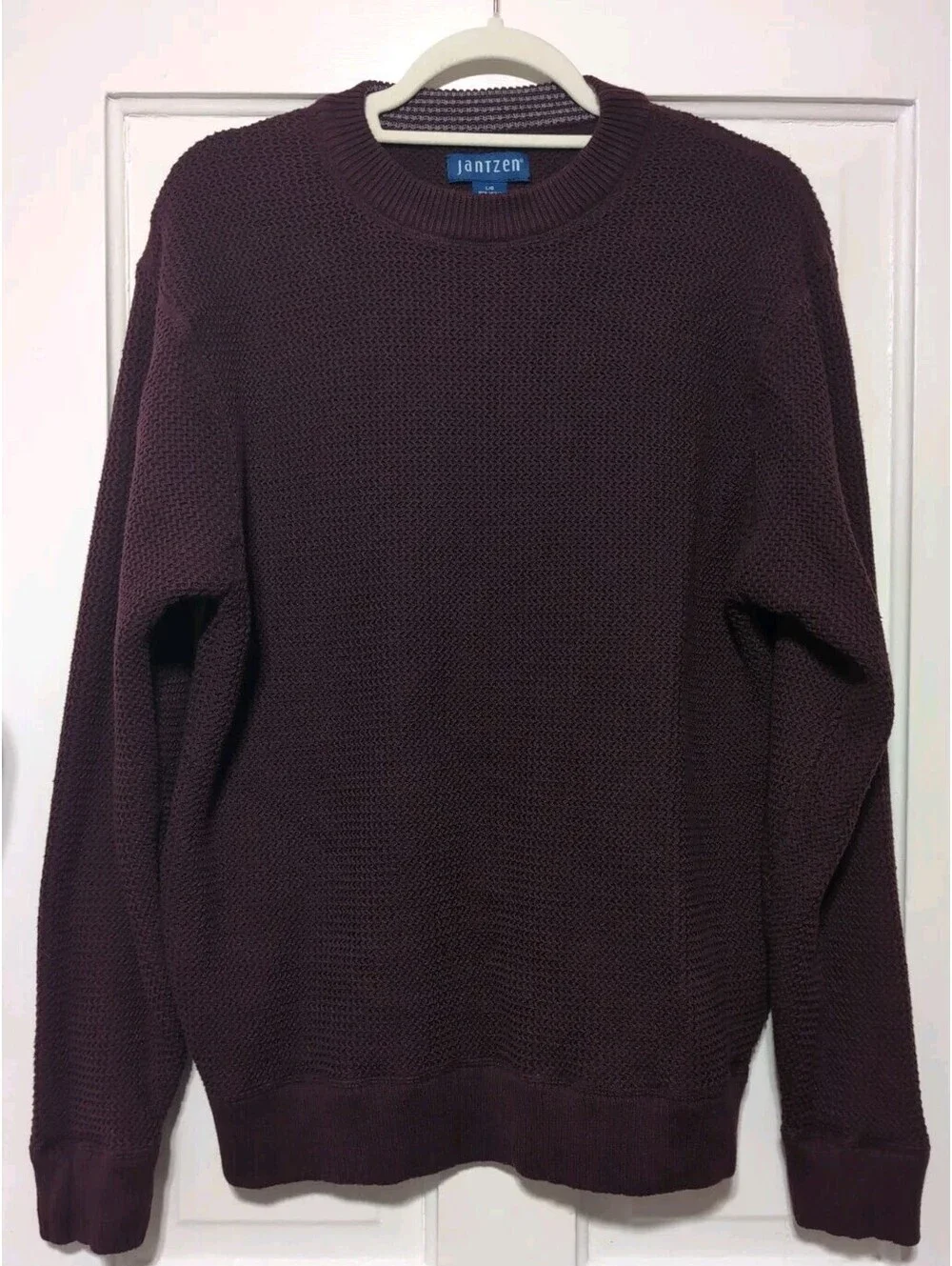 VTG Jantzen Sweater Crew Neck Interlock Thermal Burgundy Men's L(1397)B